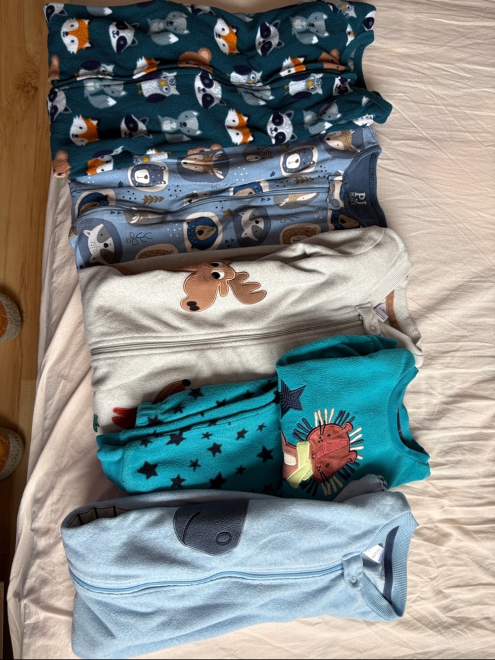 Place Kids Fleece and Knit Pajama Set Bundle in Teal, Blue, Gray, Cream, Green